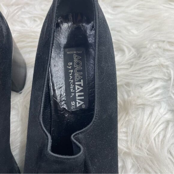 Vintage Aquatalia Slip On Suede Block Heel Loafers - Picture 4 of 9